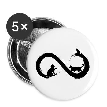 Infinity Cat - Buttons large 2.2''/56 mm (5-pack) - white - Front