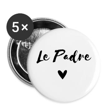 Le Padre avec Coeur - Fête des pères Papa love - Lot de 5 grands badges (56 mm) - blanc - Devant