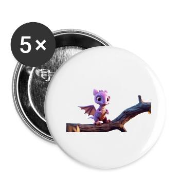 Tinysaure - Lot de 5 grands badges (56 mm) - blanc - Devant