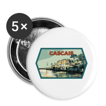 Leuchtturm Santa Marta de Cascais, Portugal - Buttons groß 56 mm (5er Pack) - Weiß - Vorne