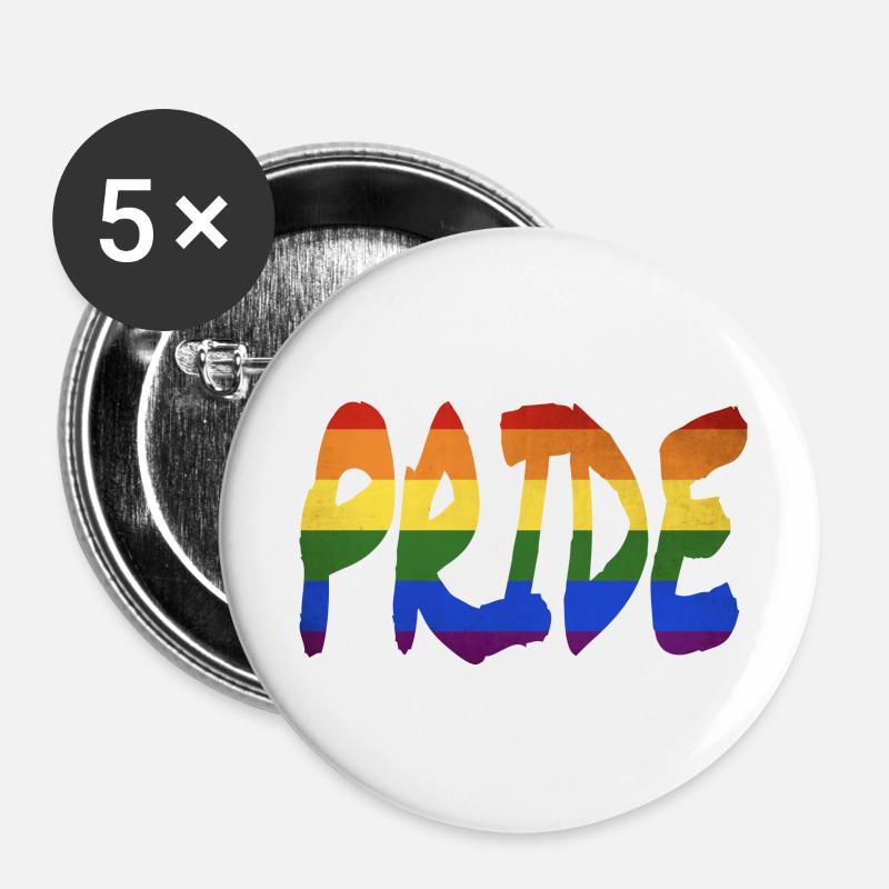 LGBT+ Pride lettering - Buttons large 2.2''/56 mm (5-pack) - white