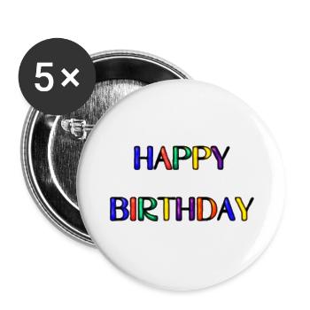 JAHRESTAG. ALLES GUTE ZUM GEBURTSTAG. ALLES GUTE ZUM GEBURTSTAG. - Buttons groß 56 mm (5er Pack) - Weiß - Vorne