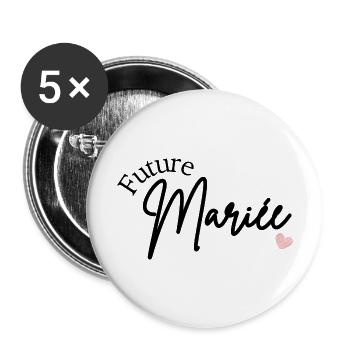 Future mariée Evjf - Lot de 5 grands badges (56 mm) - blanc - Devant