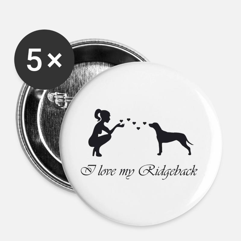 Rhodesian Ridgeback mit Frau - Buttons groß 56 mm (5er Pack) - Weiß
