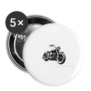 Chopper Lover weiß - Buttons groß 56 mm (5er Pack) - Weiß - Vorne