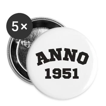 Anno 1951 Geburtstag Geburtsjahr - Buttons groß 56 mm (5er Pack) - Weiß - Vorne