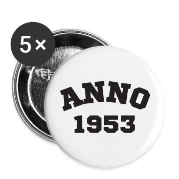 Anno 1953 Geburtstag Geburtsjahr - Buttons groß 56 mm (5er Pack) - Weiß - Vorne