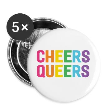 LGBTQ-Prost Queers - Buttons groß 56 mm (5er Pack) - Weiß - Vorne