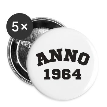 Anno 1964 Geburtstag Geburtsjahr - Buttons groß 56 mm (5er Pack) - Weiß - Vorne
