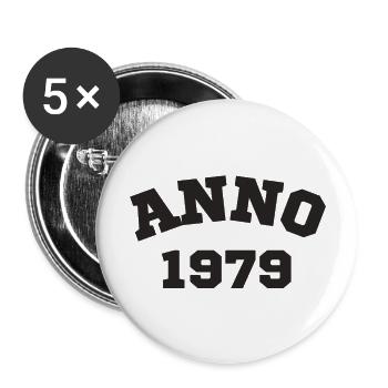 Anno 1979 Geburtstag Geburtsjahr - Buttons groß 56 mm (5er Pack) - Weiß - Vorne