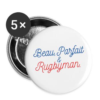 Beau cadeau Papa Parfait XV rugby - Lot de 5 grands badges (56 mm) - blanc - Devant
