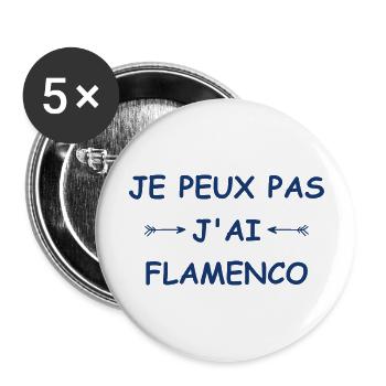 Je peux pas j'ai flamenco - Lot de 5 grands badges (56 mm) - blanc - Devant