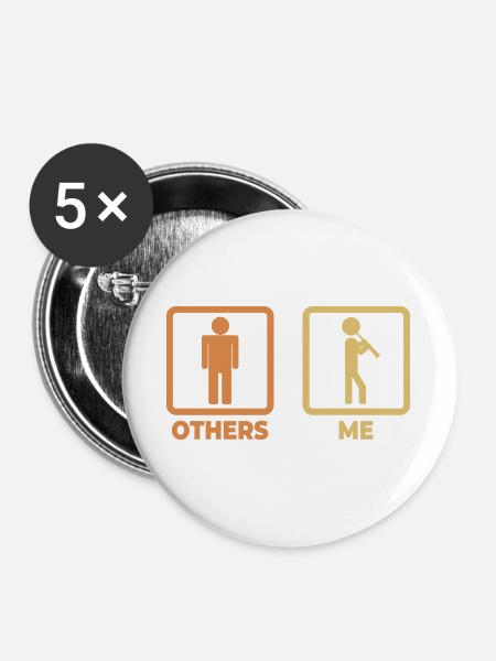 Lustiger Klarinettist - Buttons groß 56 mm (5er Pack) - Weiß