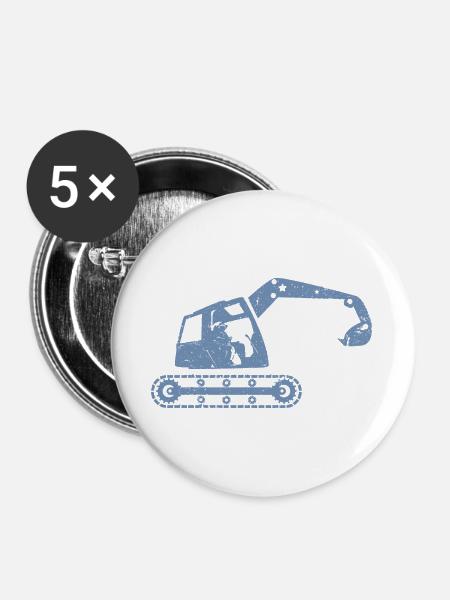 Bagger Baggerfahrer Baugeräteführer – - Buttons groß 56 mm (5er Pack) - Weiß
