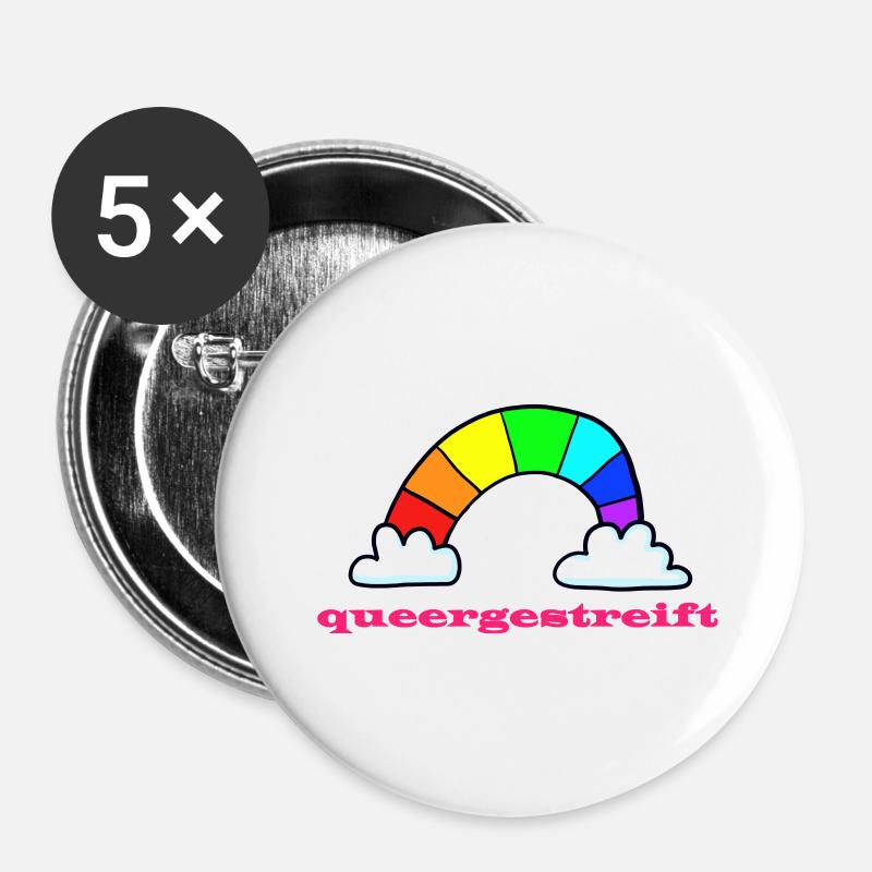 queer striped - special rainbow - Buttons large 2.2''/56 mm (5-pack) - white