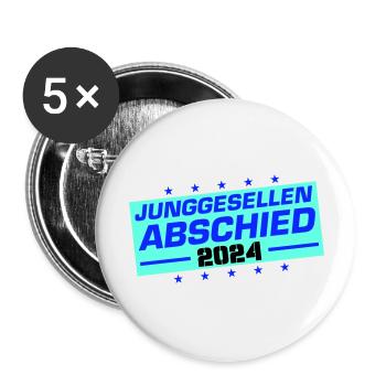 Junggesellen Abschied 2024 - Buttons groß 56 mm (5er Pack) - Weiß - Vorne