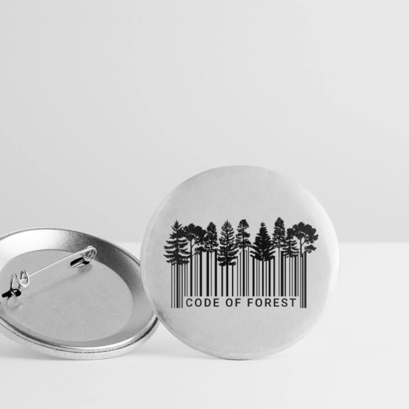 Code à barres Forest Nature Code Trees Schwarz_2 Lot de 5 grands badges (56 mm)