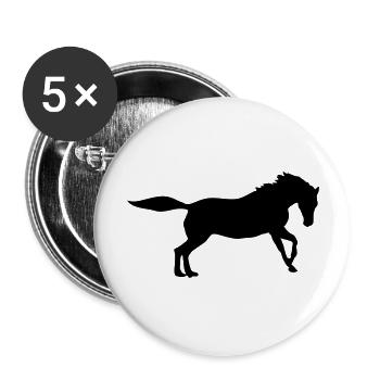 cheval - Lot de 5 grands badges (56 mm) - blanc - Devant