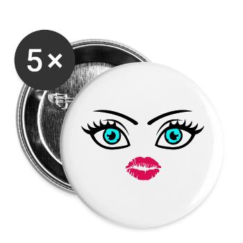 kiss face - Buttons large 2.2''/56 mm (5-pack) - white - Front
