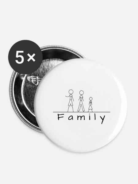 Stick figure family - Buttons large 2.2''/56 mm (5-pack) - white