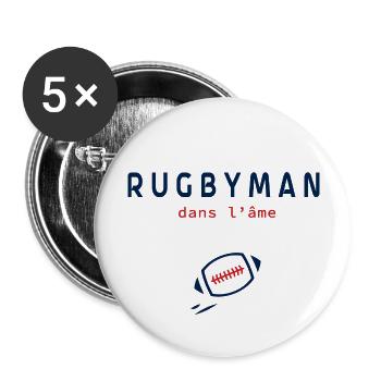 Rugbyman | Le Cadeau Rugby - Lot de 5 grands badges (56 mm) - blanc - Devant