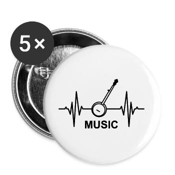 Music ECG Heart Line - Buttons large 2.2''/56 mm (5-pack) - white - Front