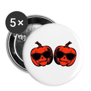 Halloween Kürbis Symbol - Buttons groß 56 mm (5er Pack) - Weiß - Vorne