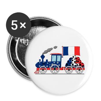 Frankreich Flagge Fußball Eisenbahn - Lot de 5 grands badges (56 mm) - blanc - Devant