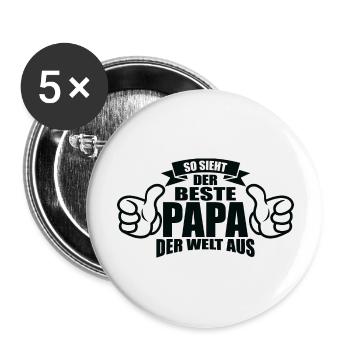 Vater Papa Familie Vatertag Sprüche - Buttons groß 56 mm (5er Pack) - Weiß - Vorne