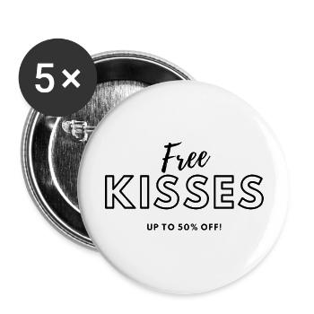Freekisses2023 - Buttons groß 56 mm (5er Pack) - Weiß - Vorne