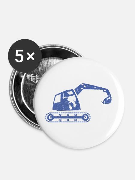 Bagger Baggerfahrer Baugeräteführer - Buttons groß 56 mm (5er Pack) - Weiß