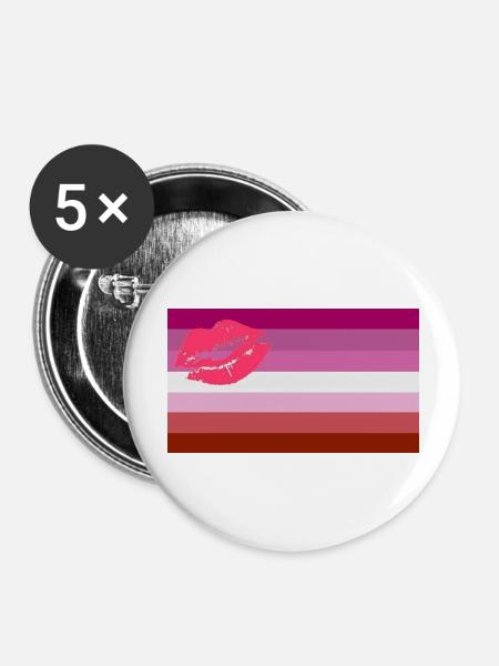 lesbian pride lipstick flag - Buttons groß 56 mm (5er Pack) - Weiß