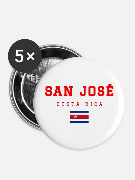San José Costa Rica - Buttons groß 56 mm (5er Pack) - Weiß