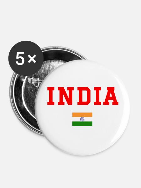 Indien - Buttons groß 56 mm (5er Pack) - Weiß