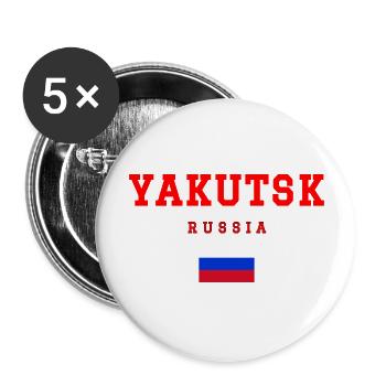 Yakutsk, Russie - Lot de 5 grands badges (56 mm) - blanc - Devant