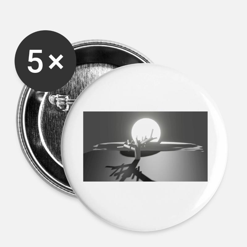 Sun and Tree - Buttons large 2.2''/56 mm (5-pack) - white