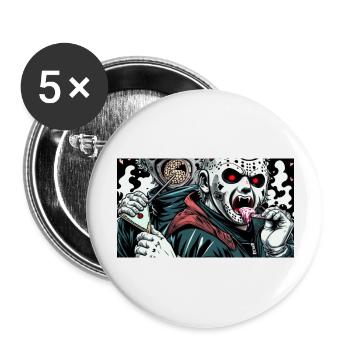 Eiscreme lecken maskierter Psycho - Buttons groß 56 mm (5er Pack) - Weiß - Vorne