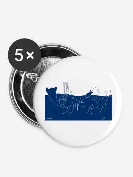 Diversity - Buttons groß 56 mm (5er Pack) - Weiß