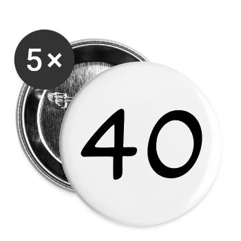 40. 40 JAHRE. 40-JÄHRIGES JUBILÄUM. 40-JÄHRIGES JUBILÄUM. - Buttons groß 56 mm (5er Pack) - Weiß - Vorne