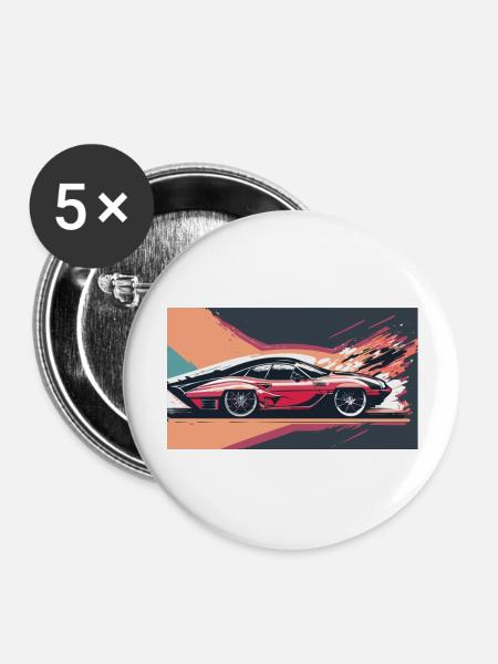 Sunset Racecar - Buttons large 2.2''/56 mm (5-pack) - white