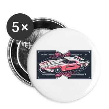 Red Retro Racecar - Buttons large 2.2''/56 mm (5-pack) - white - Front