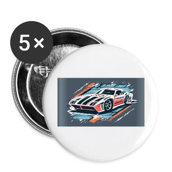 Racecar White-Red - Buttons large 2.2''/56 mm (5-pack) - white - Front