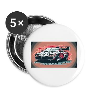White Racecar (Racecar Collection) - Buttons groß 56 mm (5er Pack) - Weiß - Vorne