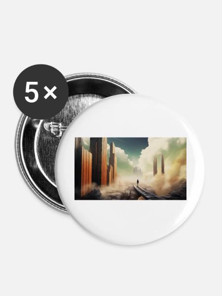 Skyline from heaven - Buttons groß 56 mm (5er Pack) - Weiß