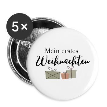 Mein erstes Weihnachten Aufdruck - Buttons groß 56 mm (5er Pack) - Weiß - Vorne