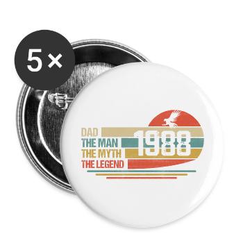 Bester Vater der Welt seit 1988 Vatertag - Buttons groß 56 mm (5er Pack) - Weiß - Vorne