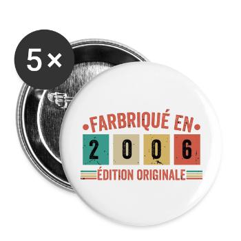 Fabriqué En 2006 édition Originale Cadeau d'annive - Lot de 5 grands badges (56 mm) - blanc - Devant