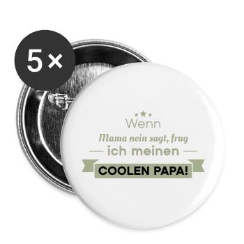 cooler Papa Sprüche - Buttons groß 56 mm (5er Pack) - Weiß - Vorne