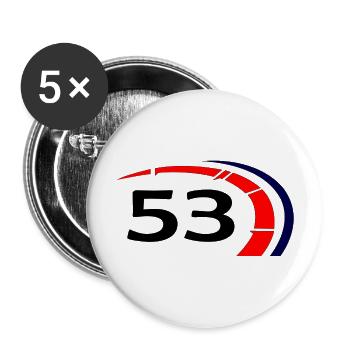 Vintage 53 T-Shirt Auto Film Fan Auto Geschenk - Buttons groß 56 mm (5er Pack) - Weiß - Vorne
