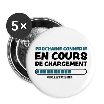 connerie en cours de chargement - Lot de 5 grands badges (56 mm) - blanc - Devant